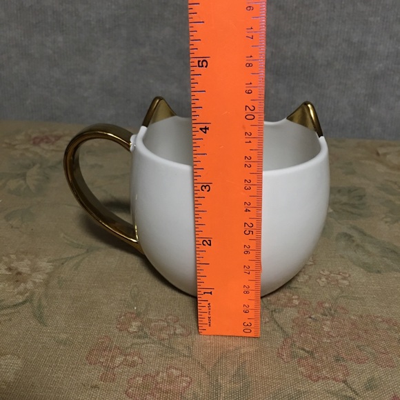 Pinky Up Chloe Kitty Cat Cup Mug Cat White gold ears & handle - Picture 4 of 8